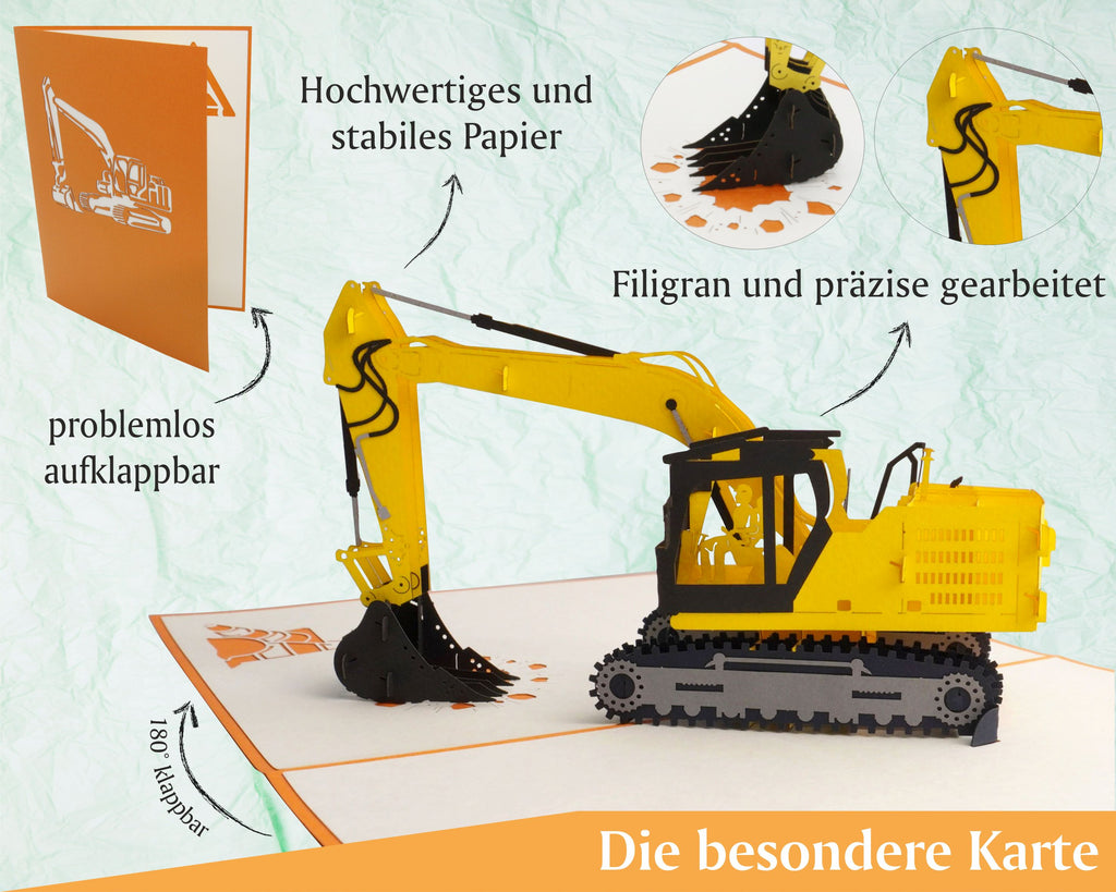 gelber bagger aus papier