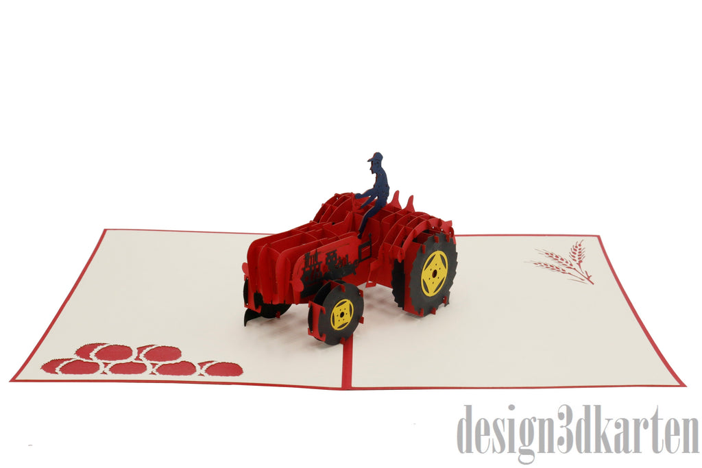 Traktor rot, Oldtimer von design3dkarten